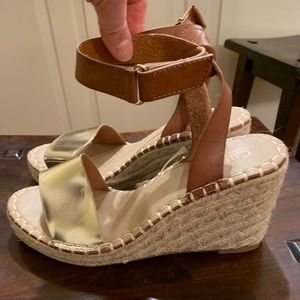 Brown and gold wedges